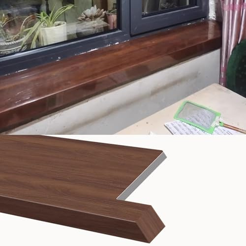 Davanzale Interno Finestra Davanzale Coprifinestra Color Noce con Nasello, Pannelli di Ricambio per Finestre con Texture Legno Acrilico, Davanzale Allargato, Davanzale per Balcone(160x35cm (63X13 3/4