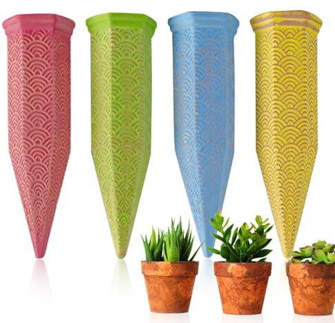 Dynaeuty Tonkegel Bewässerung 4er Set, Wasserspender Pflanzen als Gießkegel, ideal für Pflanzen Bewässerung und für Zimmerpflanzen Bewässerung