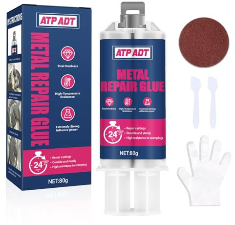 ATP ADT 80g Heavy Duty 2 Part Liquid Metal Epoxy Glue, Professional Repair Filler Strong Adhesive Glue for Metal, Plastic, Stainless Steel, Aluminum Alloy, DIY Crafts & Industrial Repairs