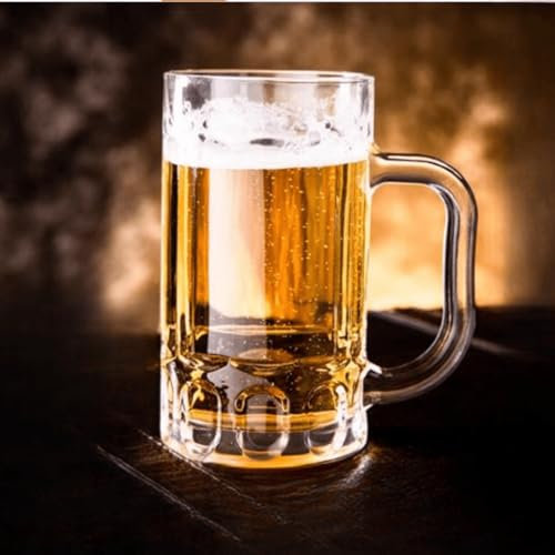 Taza de cerveza de cristal para congelador, jarra de cerveza grande y pesada con asa, vasos de vidrio transparente esmerilado de 16 onzas para cerveza de raíz, agua, beber, estilo B, 1 unidad