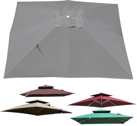 AGKANVCVNT Housse De Rechange pour Parasol Auvent De Rechange 250x250cm 300x300cm Toile De Rechange De Parasol Carré pour Terrasse/Jardin/Piscine, Polyester Anti UV 30+(Grey,300x300cm(10x10ft))