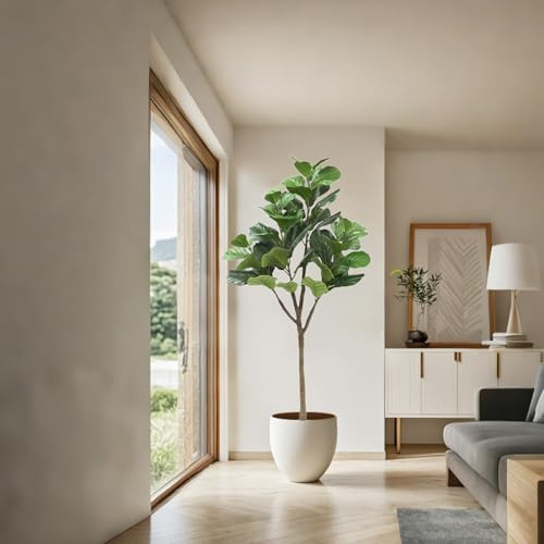 Niwugady 2 higueras artificiales de 180 cm, árbol artificial con maceta, grandes plantas artificiales para interiores, ramas y follaje realistas, plantas artificiales para interiores y hogares