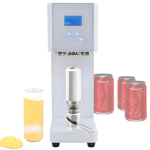 Automatic Can Sealer Machine 370W Electric Tin Can Sealer, Commercial Glass Sealing Tool for Canned Food, Milk Tea, Coffee, 2.1” Dia. & 4.5-6.6” Height Adjustable