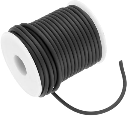 sourcing map Cuerda de goma hueca de 16.4 yardas, 2 mm, cuerda de peluquería para tejer, joyería, cordones huecos de silicona para collares, pulseras, tejer, manualidades, abalorios, color negro