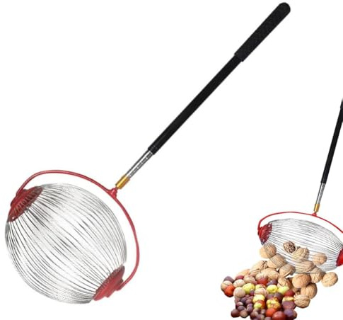 Nusssammler,Walnuss Sammler,Eichelpflücker Obere Walze Obstsammler Rollsammler Obstpflücker mit Teleskopstiel Apfelpflücker Große Kapazität Tragbar Sammler für Walnüsse Pekannüsse Kastanien (24cm)