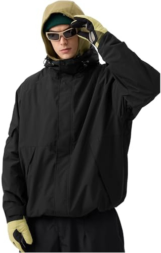 GSOU SNOW Mens Womens Ski Jacket Baggy Snowboard Coat Waterproof Shell Jacket Snow Hoodie Loose Fit For Winter Outdoor Sports