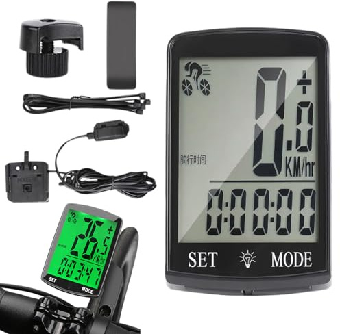 Generisk trådlös cykelhastighetsmätare – digital cykeldator med lysande display, halkfri hållare, odometermätare för cyklar, skotrar, terrängfordon och motorcyklar