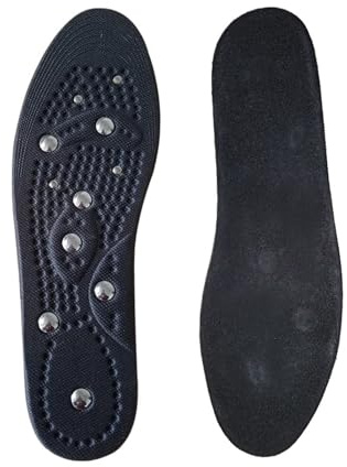 Magnetisk massage andningsbara magnetiska järnsulor för män och kvinnor terapimassängsulor (svart, 41-46)