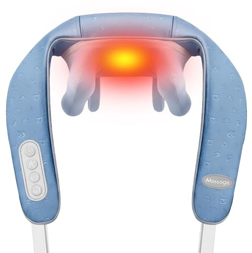 Bytelink Massaggiatore Collo Schiena Blu, Funzione Riscaldamento e 3 Velocità Regolabili, Per Casa Ufficio Auto, Regalo Originale per Donna Uomo Mamma Papà