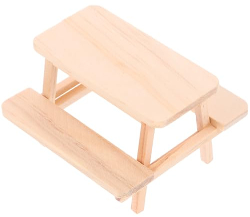 WHAMVOX Miniatur Picknicktisch mit Stuhl Kleines Puppenhaus Möbel Puppenzubehör für Wohnzimmer und Schlafzimmer Leichtes Modell mit Stauraum Bemalbar