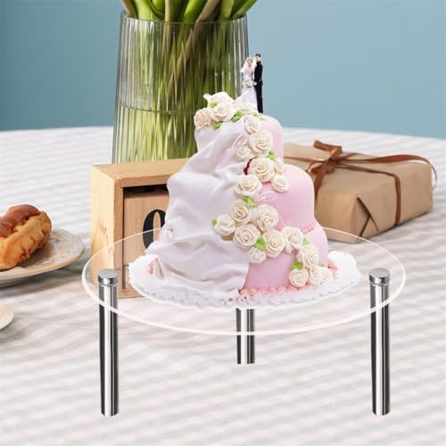 Garvee Elegante soporte para tartas de 3 pisos de acrílico transparente con patas de metal - Presentación de postres