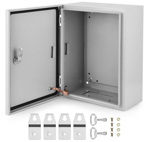 Aptliton Electric Enclosure Box IP66 Waterproof, Metal Junction Box, Wall Mounted Steel Electrical Cabinet with Lock & Mounting Plate for Outdoor