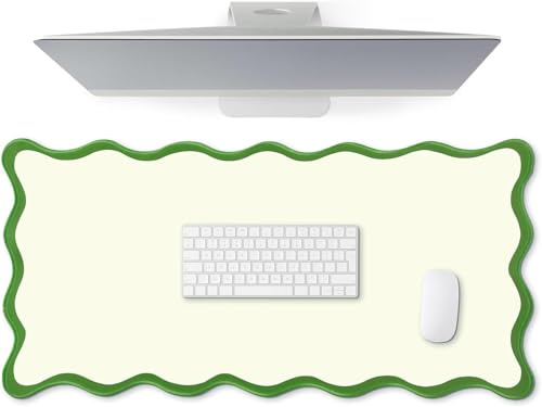 Uwiyo Large Gaming Mouse Pad, 800x400mm XL Mouse Pad Scalloped Cute Mouses Mat Gaming Keyboard Mousepad Extended Desk Mat with Non-Slip Base Stitched Edges for Gamings Office Work (Green, 800x400x2)
