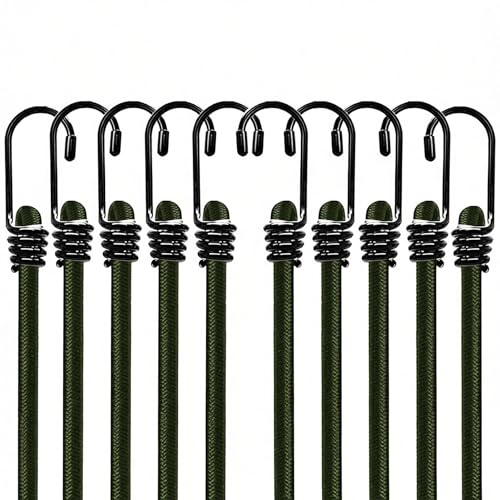 MTE 10 Pcs Heavy Duty Bungee Cords 75CM with Hooks, Bungee Straps Camping Tarp, Tents, Canopy and Fixings, Multi-Purpose Elastic Bungee Straps for Luggage, Camping, Caravan - Weatherproof & UV