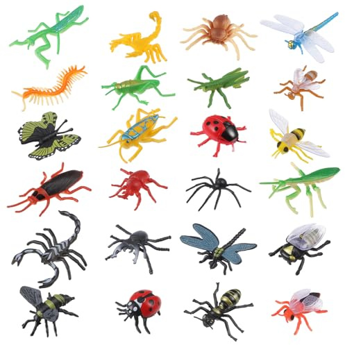 24 styck realistiska insektsleksaker PVC insektsfigurer set skalbagge leksak mini-insektsleksaker plastinsekter leksak mariebage bi fjäril, insektsfestsaker, insektsleksaker