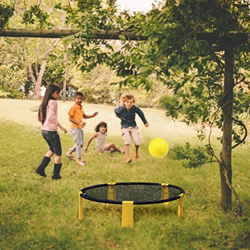Generic Roundnet-spelset -set 4 Bollar med Uppgraderade Halkfria Stödben och Bärväska för Utomhusstrand och Bakgård Gräsmatta Vuxna Barn (Som visas)