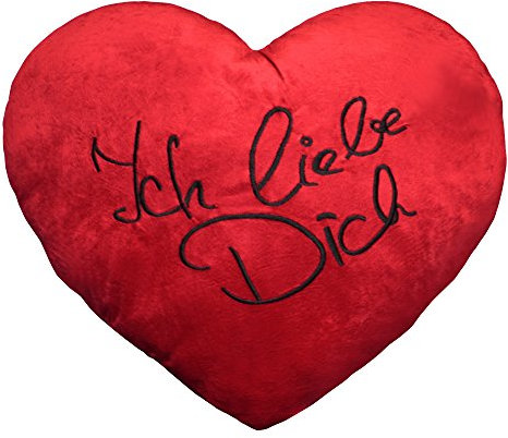 Plüschkissen extra groß ca. 60 cm rotes Herz Kissen incl. Füllung bestickt mit Ich liebe Dich