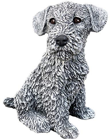 Steinfigur Hund Terrier, Frost- und wetterfest bis -30°C, massiver Steinguss