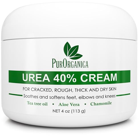 PurOrganica Urea Cream 40% – Made in USA, Maximum Strength Foot Cream for Dry, Cracked Heels, Corns, Calluses & Rough Feet, Exfoliating Moisturizer