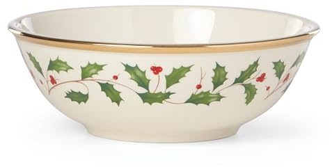 Lenox 883431 Holiday Gedeck Schüssel, Rot & Grün, Weihnachtsgeschirr | Spülmaschinenfest, vielseitig für Müsli, Suppe oder Salat, Mehrzweckschüssel, Fassungsvermögen: 473 ml. Durchmesser: