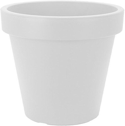 Spetebo Macetero grande de plástico, tamaño L, 48 cm, color blanco, redondo, para interior y exterior