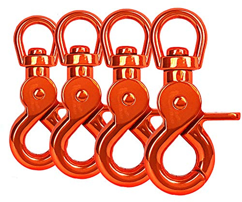 Ganzoo Scherenkarabiner-Haken mit Drehgelenk/Wirbel, Schnappkarabiner Triggerhead aus legiertem Stahl mit Drehkopf für Hunde-Leine & Paracord 550, Orange, L 60 mm, 4 Stück