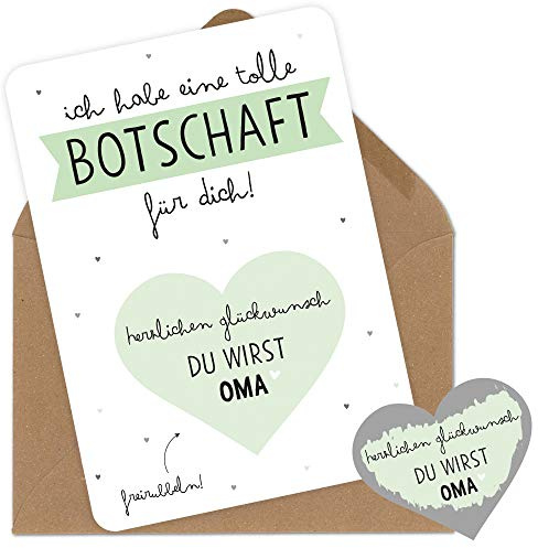 OWLBOOK Rubbelkarte Karte Du wirst Oma Rubbellos mit toller Botschaft Geschenke Geschenkideen zum Schwangerschaft verkünden Wir bekommen ein Baby