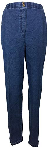 K-Milano Damen Jeanshose Stretch Hose mit Stickerei, Strass und Komfortbund, Schlupfjeans aus Baumwolle/Spandex-Mix, Made in Italy