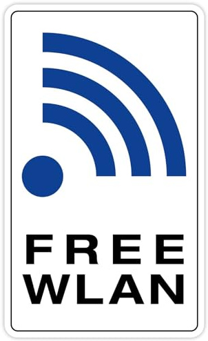 Aufkleber „FREE WLAN“ HotSpot-Zeichen Info Folie für Café Bar Restaurant 15x25 cm | weiß/blau | Made in Germany