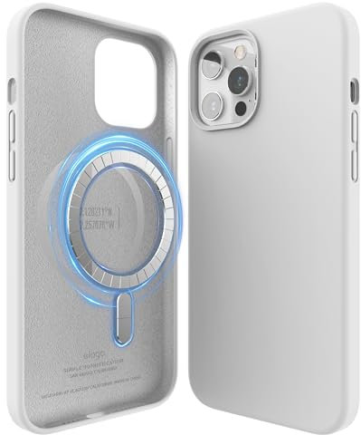 elago Magnetic Silikon-Hülle Case Kompatibel mit iPhone 12 Pro Max 6,7 Zoll - Eingebaute Magnete, Kompatibel mit MagSafe Zubehör (Weiß)