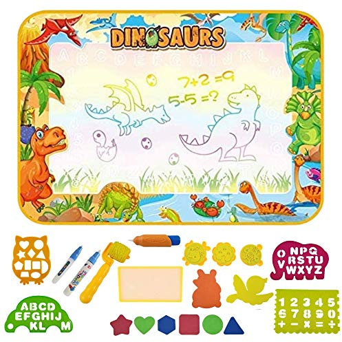 Pizarra Magica Juegos De Agua - Manta Pintar Agua Tapete Magia - Manta Para Pintar Con Agua - Alfombra Para Pintar Infantil - Pizarra Agua Magica - Doodle Alfombra Mágica - Juegos Agua Niños (Dino)