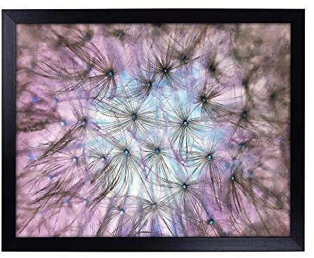 Lap Tray with Cushion | Dandelion Seeds in Blue & Pink Painting | Padded Bean Bag Cushion | For Eating, Working, Crafting, Laptop | Portable Table Desk