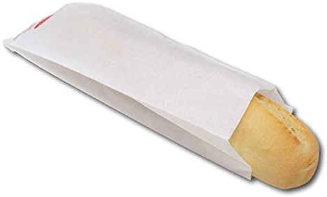EPOSGEAR 4 x 14 (with 2 side gusset) White Thank You Greaseproof Paper Bags - Ideal for Bread, Baguettes, Batons, Subs, Baked Goods etc (2000)
