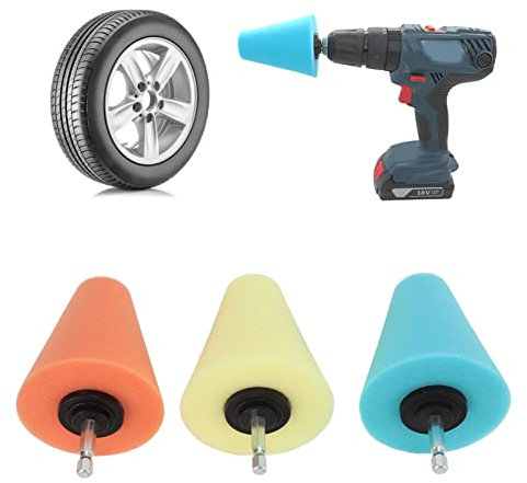 KIMISS Tampons de Voiture et Polisseuse Tampons éponge de Polissage Éponge Conique de Polissage et Cône de Polissage pour L'entretien du Moyeu de Roue de Voiture Automobile