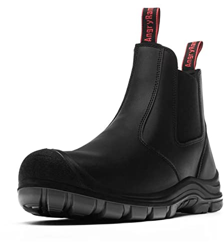ANGRYRAM Slip on Work Boots for Men Waterproof Soft Toe Chelsea Industrial & Construction Shoes, Lightweight Comfortable Slip Resistant Safety boots