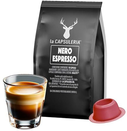 Caffè NERO, espresso (80 Capsule) compatibili con Bialetti (anche con modello Gioia e macchine con chip), 8 Pack Salva Aroma da 10 Capsule, espresso forte e intenso (La Capsuleria)