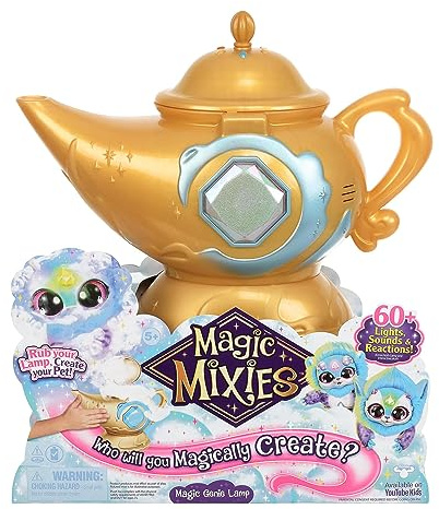 Giochi Preziosi Magic Mixies Magische Lampe, interaktives Spiel mit interaktivem Plüsch für Kinder, Spiele für Mädchen ab 3 Jahren, magischer Ring, Effekt Nebel und Lichter, Blau