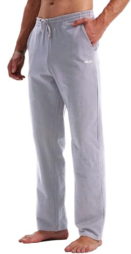 WILLIT Joggingbyxor för män, bomull, träningsbyxor, sportbyxor, långa fritidsbyxor, fitness, yogabyxor, sweatbyxor, loungebyxor, lösa män med fickor, LJUSGRÅ, S