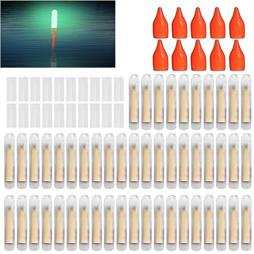 50 Stück Knicklichter Angeln, Knicklichter Grün, 4,5 * 37mm Nachtfischen Fluoreszierendes Licht Angeln Leuchtstäbe, Knicklicht Für Angelruten, Nachtlicht Knicklicht Angeln (50PCS)
