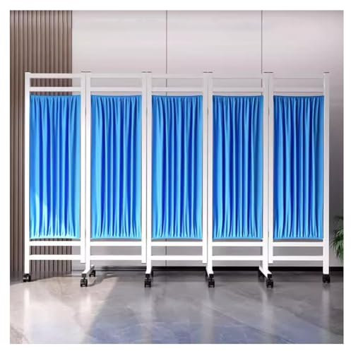 zktoermn Foldable Privacy Screen, 6 Ft Tall Room Divider Screens Medical Privacy Screen On Wheels for Nursing Home Medical Clinic Spa Lab (Color : Blue, Size : 5PCS)