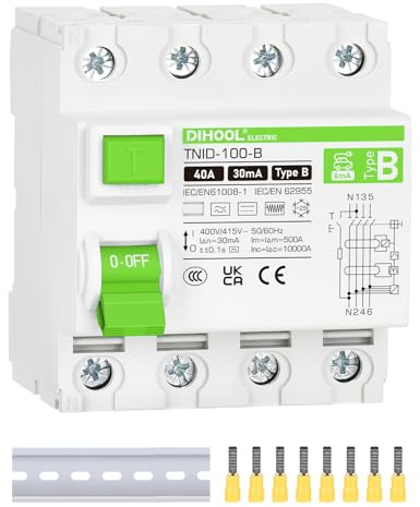 DIHOOL RCD disjoncteur de type B 40A 30MA 4 pôles DC 6MA chargeur de véhicule électrique