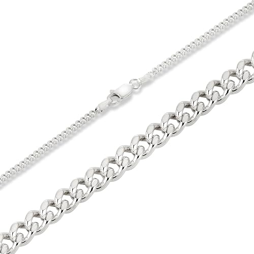BlinqBlinq Cuban Chain Halskette Echtes 925 Sterling Silber 1mm [Länge 40cm] - Echtsilber Panzerkette für Männer & Frauen | Gliederkette, dünne Halsketten, Herrenhalskette, Männerkette, Necklace
