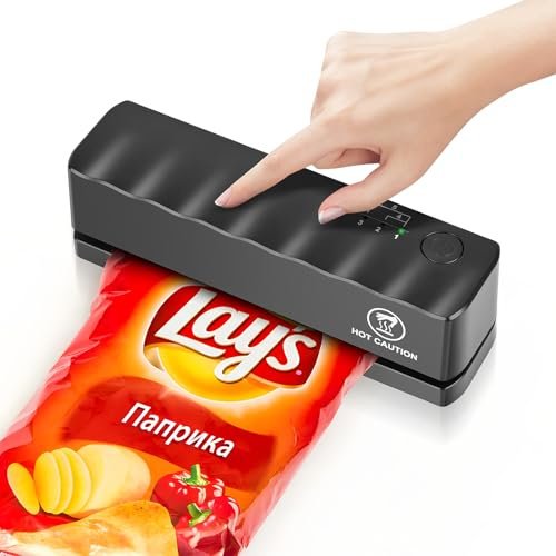 Comius Sharp Folienschweißgerät,Wiederaufladbar Mini Schweißgerät mit 5 Geschwindigkeiten, Mini Bag Sealer Versiegelungsmaschine Hand Verschlussgerät für Plastiktüten Snack Chips Kleine Tüten