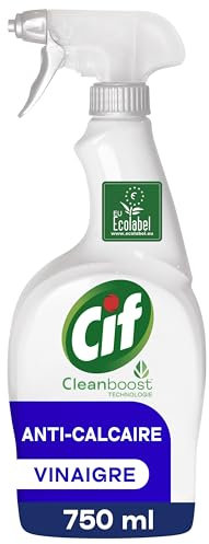 CIF - Spray nettoyant pistolet Anti-Calcaire universel - Technologie Cleanboost - enlève 100% du calcaire - avec vinaigre - ecolabel - 750ml