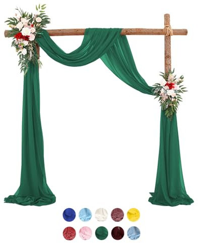 Surwin Hochzeit Vorhang Hochzeitsbogen Chiffon Stoff Querbehang Deko Gardinen Vorhang Tüll Vorhänge Hochzeitsbögen für Fotografie Party Hochzeit Zeremonie 10 Farben (75x600cm(20FT),Grün)