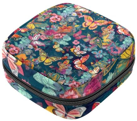 Tampon-Slipeinlagen, Motiv: Schmetterling mit Blume, Menstruations-Geldbörse, Stillunterlagen-Halter mit Reißverschluss, Serviettenbeutelorganizer für Hygieneartikel