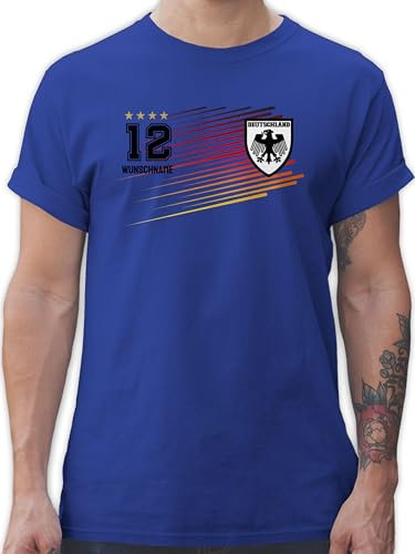 T-Shirt Herren - 2026 Fussball WM Fanartikel - Deutschland Schwarz Rot Gold | Deutscher Adler | 4 Sterne mit Name und Nummer - L - Royalblau - sporttrikot em Tshirt 2024 fußball