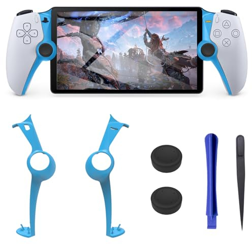 DLseego Handheld Decorative Strip Shell for PS Portal,Replacement Case Cover with 2PCS Thumbstick Grip Caps for PlayStation Portal Remote Player Handle,Blue