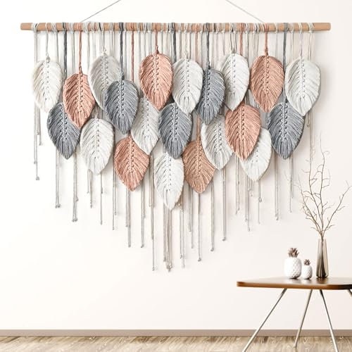 ASTNIC Tapiz de macramé para colgar en la pared, grande, bohemio, hecho a mano, con borlas, bohemio, elegante, decoración de pared para dormitorio, sala de estar, apartamento, decoración artesanal