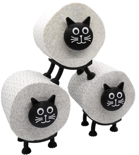Lotti die Toilettenkatze - Toilettenpapierhalter für 38 und 42mm Rollen - Katze - Toilettenrollenhalter (3er-Set)